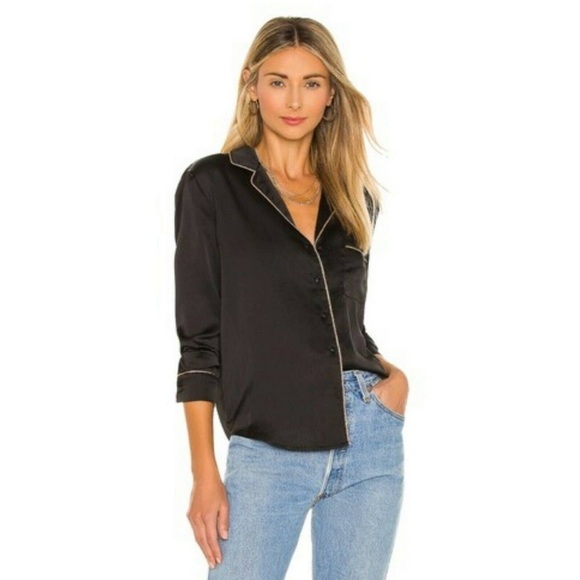 Heartloom Tops - Heartloom Ariella Black Satin Top